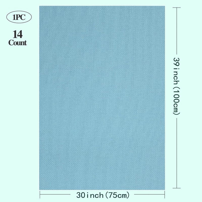 Zhenqing 14-Count Light Blue Aida Cloth - 75x100cm Pre-Cut 100% Cotton Evenweave Fabric for Cross Stitch & Embroidery (Light Blue, 30 * 39inch) - Image 2
